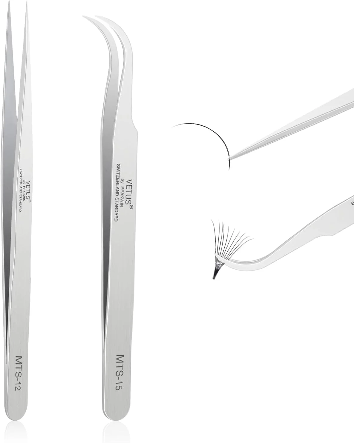 موچین حرفه ای Obeyalash - 2 عدد موچین نوک تیز استیل ضد زنگ نقره ای طرح دلفین برای مژه، طراحی ناخن و ساخت جواهرات موچین حرفه ای Obeyalash - 2 عدد موچین نوک تیز استیل ضد زنگ نقره ای طرح دلفین برای مژه، طراحی ناخن و ساخت جواهرات