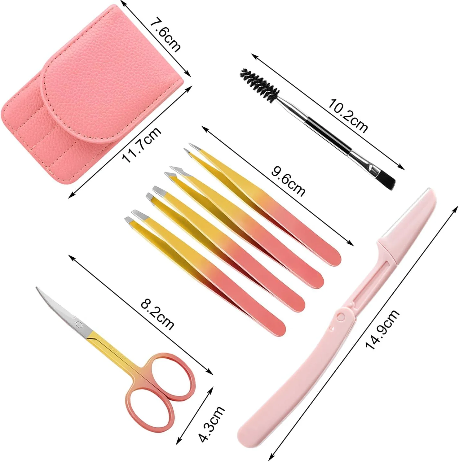 ست موچین استیل ضد زنگ (7 تکه)، موچین های دقیق استیل ضد زنگ، ابرو با قیچی، تیغ، آینه برای موهای زیر پوستی، برای هدیه های زنانه، صورتی ست موچین استیل ضد زنگ (7 تکه)، موچین های دقیق استیل ضد زنگ، ابرو با قیچی، تیغ، آینه برای موهای زیر پوستی، برای هدیه های زنانه، صورتی