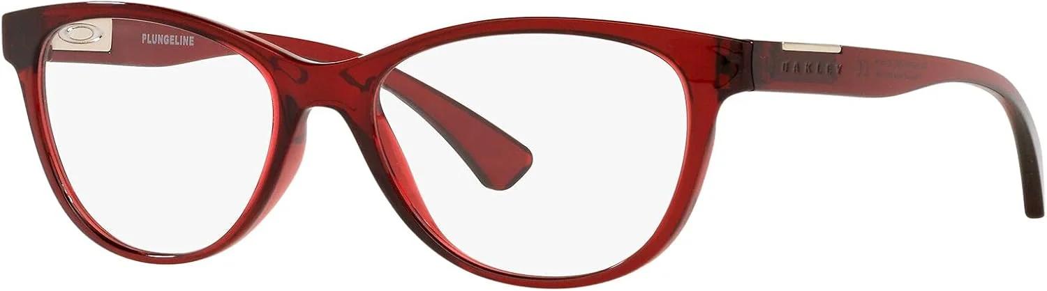 فریم عینک طبی زنانه گرد Oakley Ox8146 Plungeline، قرمز آجری نیمه شفاف براق/لنز دمو، 50 میلی متر