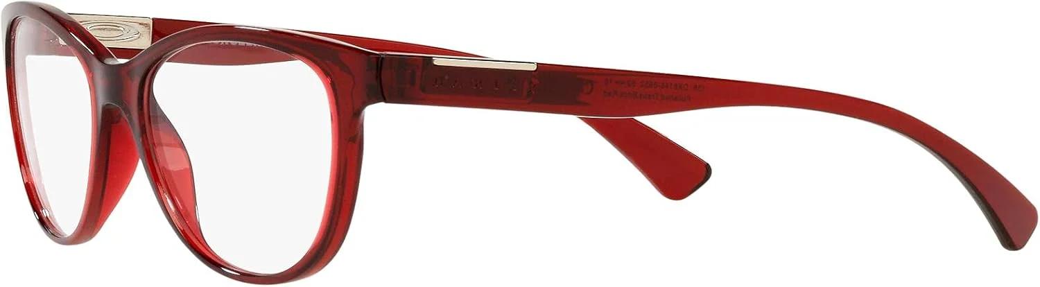 فریم عینک طبی زنانه گرد Oakley Ox8146 Plungeline، قرمز آجری نیمه شفاف براق/لنز دمو، 50 میلی متر