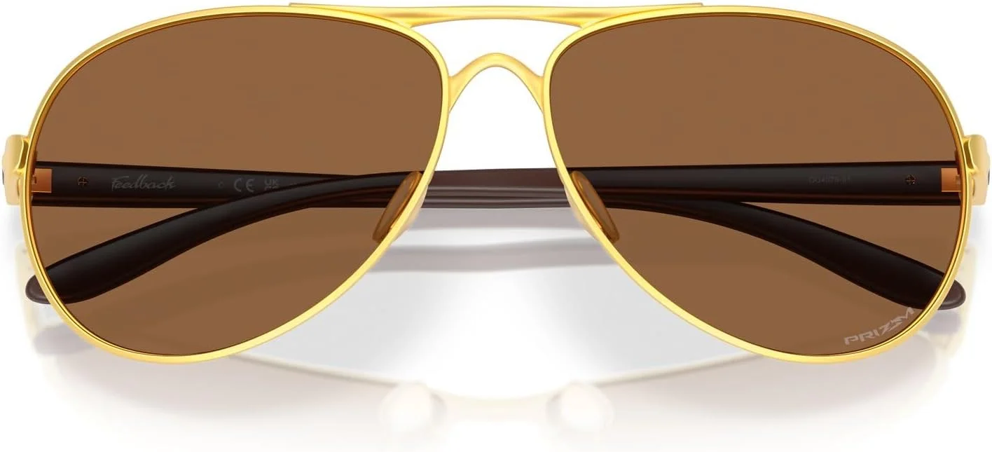 عینک آفتابی خلبانی زنانه Oakley مدل OO4079 Feedback، طلایی ساتن/برنز Prizm، 59 میلی متر عینک آفتابی خلبانی زنانه Oakley مدل OO4079 Feedback، طلایی ساتن/برنز Prizm، 59 میلی متر