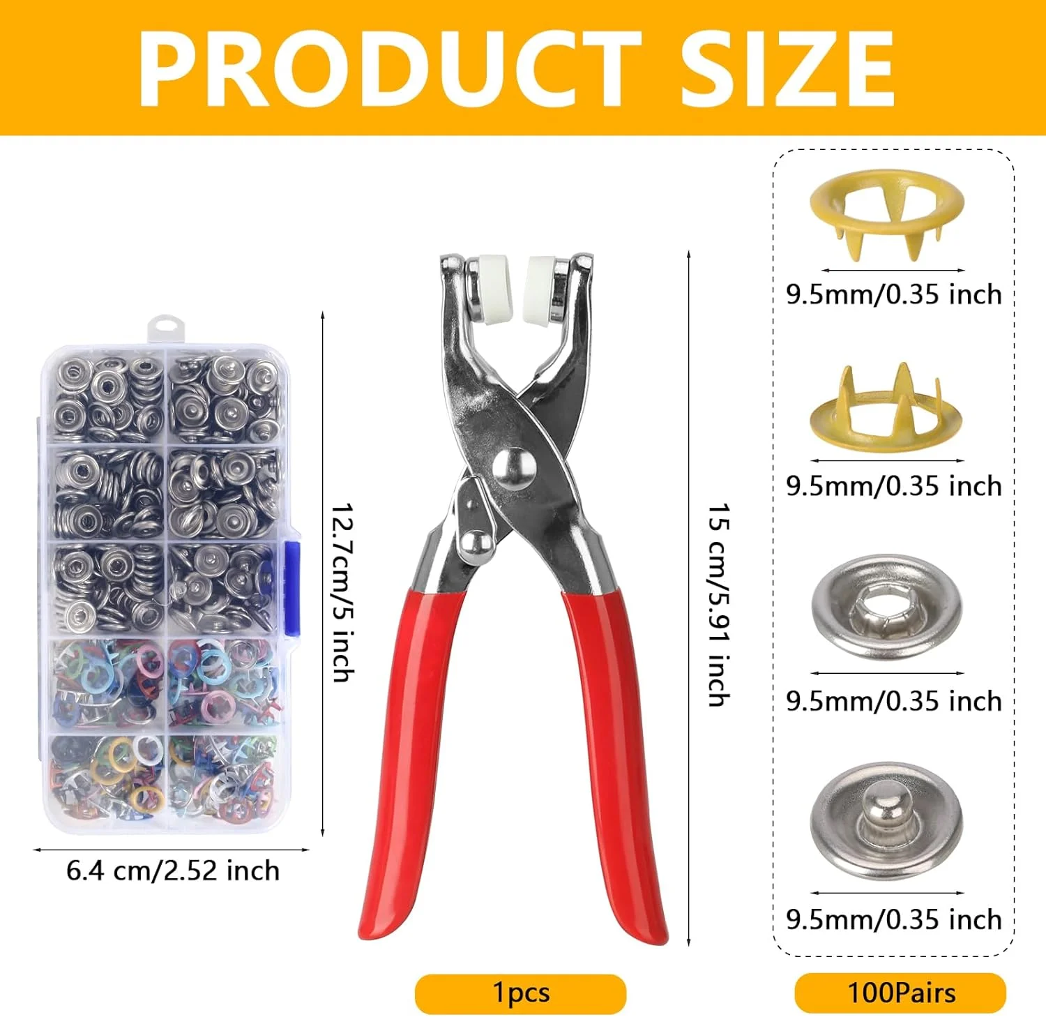 ست دکمه فشاری DYMHQ، 100 جفت دکمه فلزی پرسی بدون نیاز به دوخت، دکمه های فلزی توخالی و توپر به همراه انبردست، ست ابزار سگک فلزی 5 چنگکی برای صنایع دستی پارچه ای ست دکمه فشاری DYMHQ، 100 جفت دکمه فلزی پرسی بدون نیاز به دوخت، دکمه های فلزی توخالی و توپر به همراه انبردست، ست ابزار سگک فلزی 5 چنگکی برای صنایع دستی پارچه ای