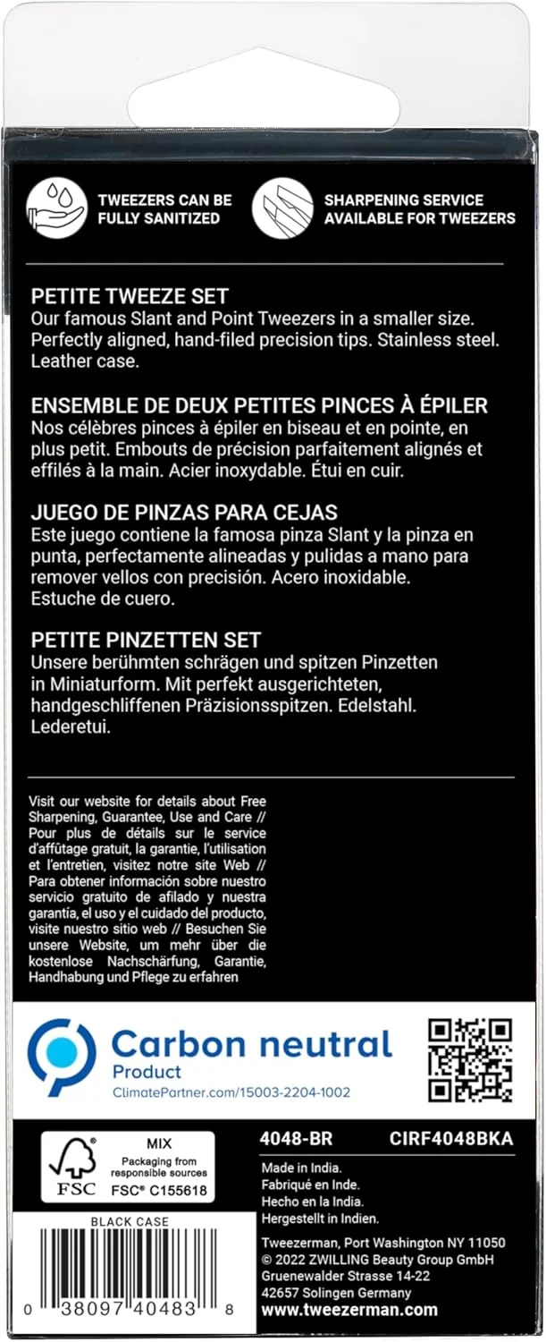مجموعه موچین تویزرمن مدل Petite: موچین سر کج + موچین نوک تیز - به همراه کیف چرمی مشکی مجموعه موچین تویزرمن مدل Petite: موچین سر کج + موچین نوک تیز - به همراه کیف چرمی مشکی