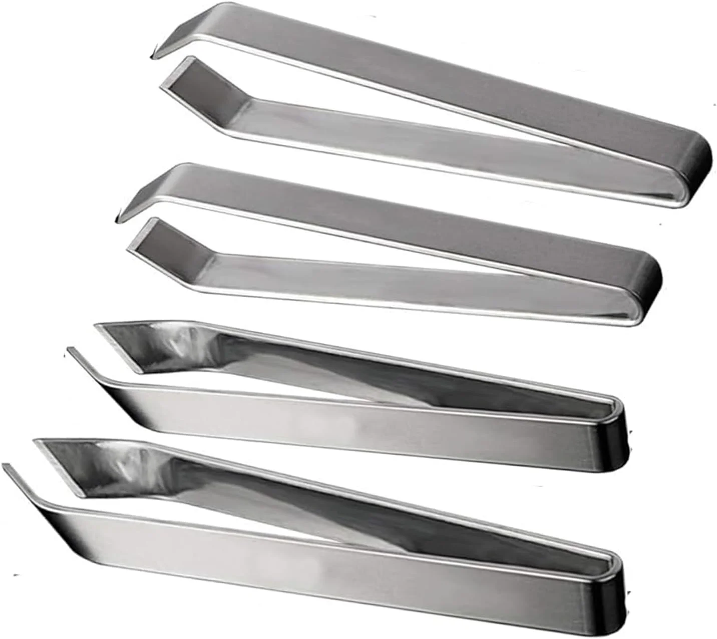 JIEOU 4 Pieces Fish Bone Tweezers Set - Stainless Steel Tongs, Fish Scale Scraper Removers, Flat and Slant Pliers for Chef Cooking Utensils, Sea Food, Beauty Tools