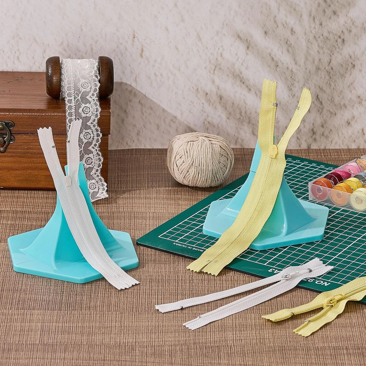 ست ابزار زیپ زن 2 عددی برای سرزیپ با 4 سایز #3#5#7#8، نصب کننده بادوام و آسان زیپ برای شلوار، لباس، ژاکت و تعمیر لباس (آبی)