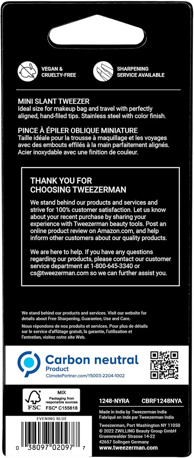 موچین مینی مورب آبی شبانه Tweezerman موچین مینی مورب آبی شبانه Tweezerman