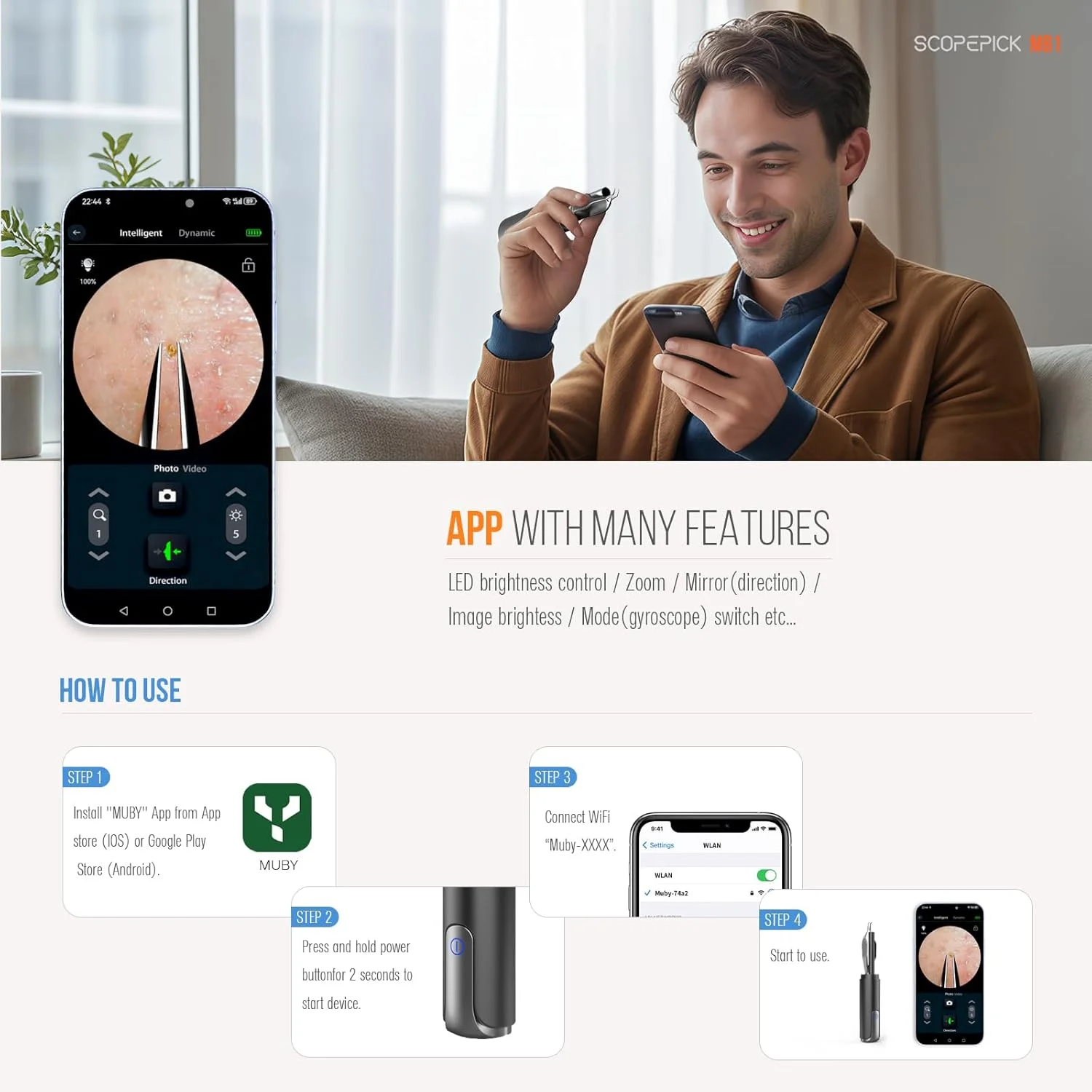 موچین جوش سرسیاه Scopepick با دوربین 1080p، دقت نهایی: موچین با دوربین - ایده آل برای کارهای ظریف! - موچین موهای زیر پوستی، موهای گوش (مشکی) موچین جوش سرسیاه Scopepick با دوربین 1080p، دقت نهایی: موچین با دوربین - ایده آل برای کارهای ظریف! - موچین موهای زیر پوستی، موهای گوش (مشکی)