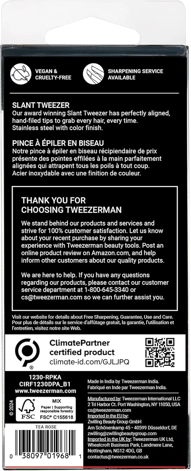 موچین انحصاری نوک کج رز دودی Tweezerman - موچین موکن، فولاد ضد زنگ موچین انحصاری نوک کج رز دودی Tweezerman - موچین موکن، فولاد ضد زنگ