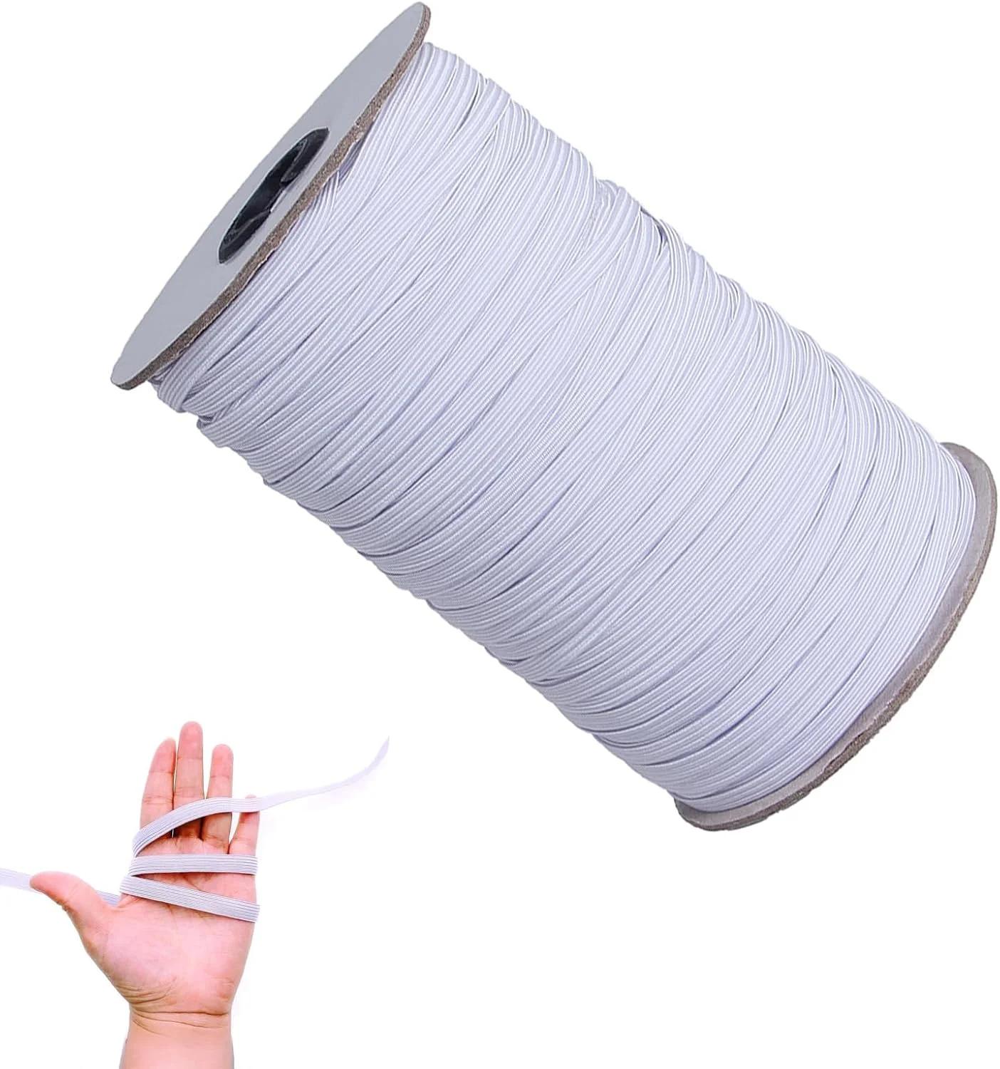 کش بافتنی سفید Duomama با عرض 1/4 اینچ - 80 یارد کش خیاطی برای کمر شلوار و شلوار - کشسانی بالا برای تناسب کشسان - لوازم خیاطی DIY