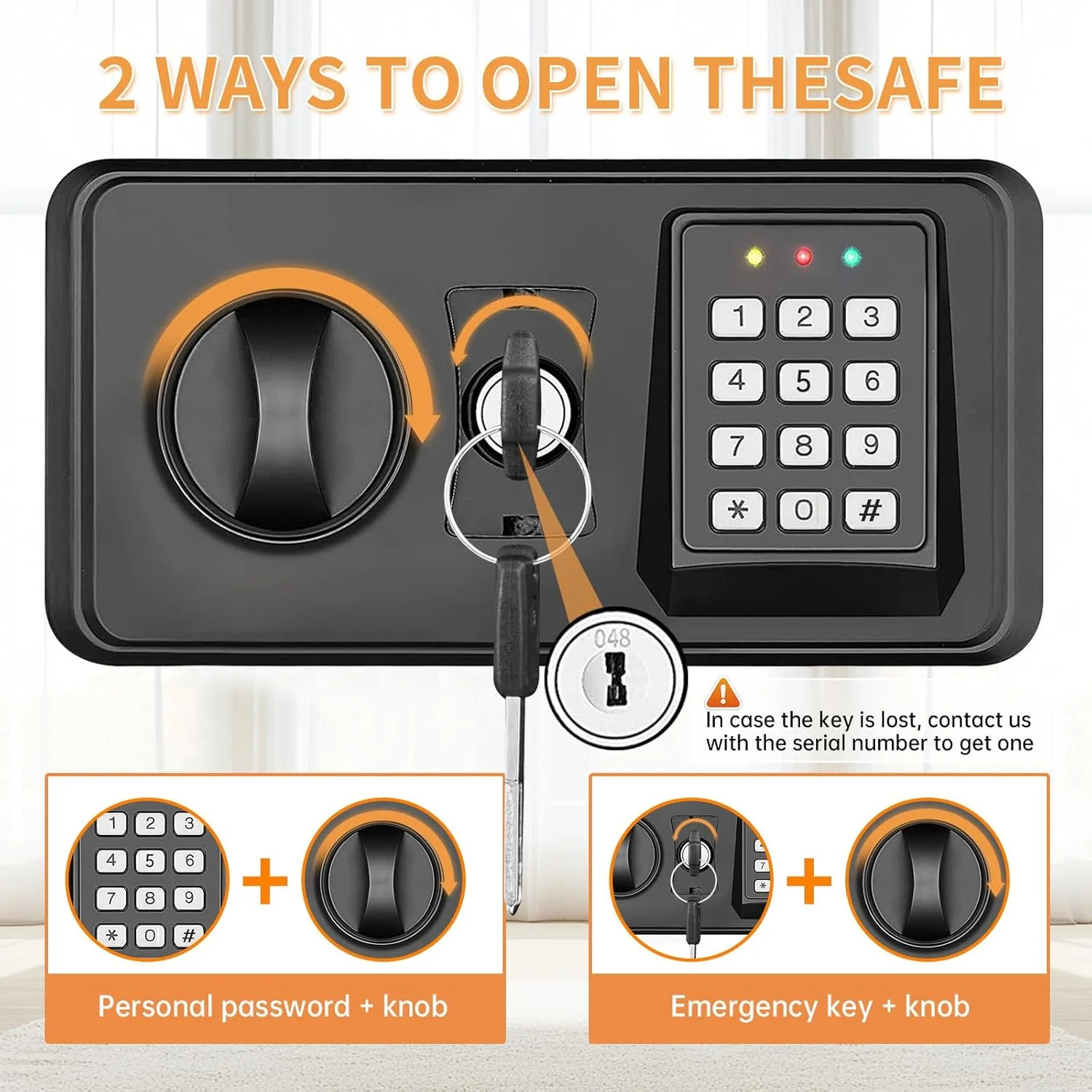 گاوصندوق بزرگ نسوز 93 لیتری برای مصارف خانگی، صندوق امانات دیجیتال ضد آب و نسوز با صفحه کلید الکترونیکی و کلیدهای یدکی، کابینت اسناد ضد سرقت و نسوز برای پول، دارو و اشیاء قیمتی