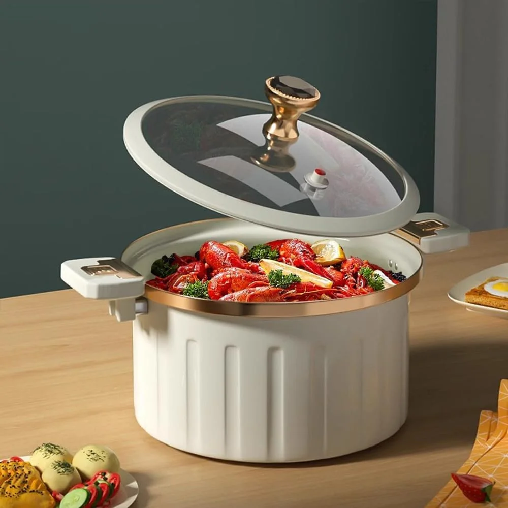 زودپز نچسب میناکاری شده NALACAL با ظرفیت بزرگ 8 لیتری، قفل کشویی، آهن مرغوب، سفید زودپز نچسب میناکاری شده NALACAL با ظرفیت بزرگ 8 لیتری، قفل کشویی، آهن مرغوب، سفید