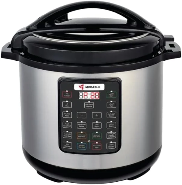 زودپز دیجیتال مباشی مدل ME-PC812 - ظرفیت 12 لیتر، توان 1600 وات، 7 کاره (نقره ای)