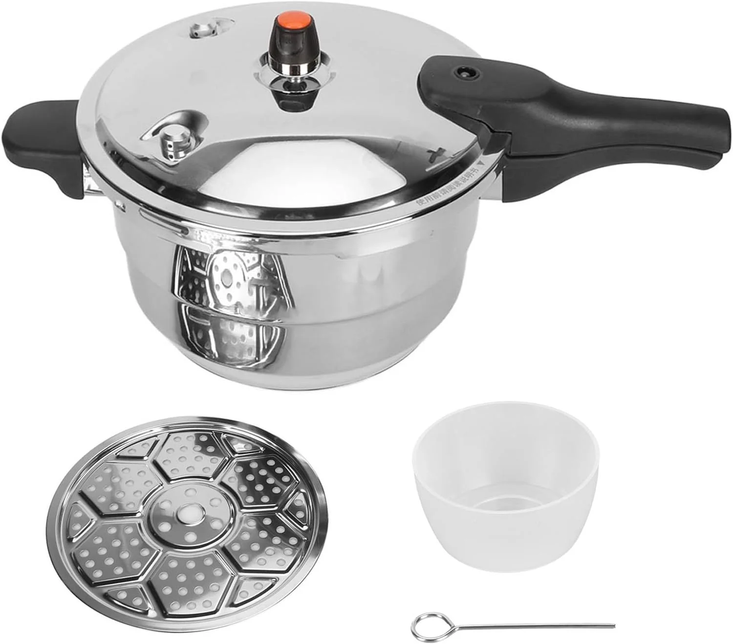 زودپز Marhynchus با فشار 80kpa، قابلمه استیل ضد زنگ با توری بخارپز و شیر اطمینان برای اجاق گاز القایی، پخت و پز برنج، خورشت و سوپ (6 لیتر)