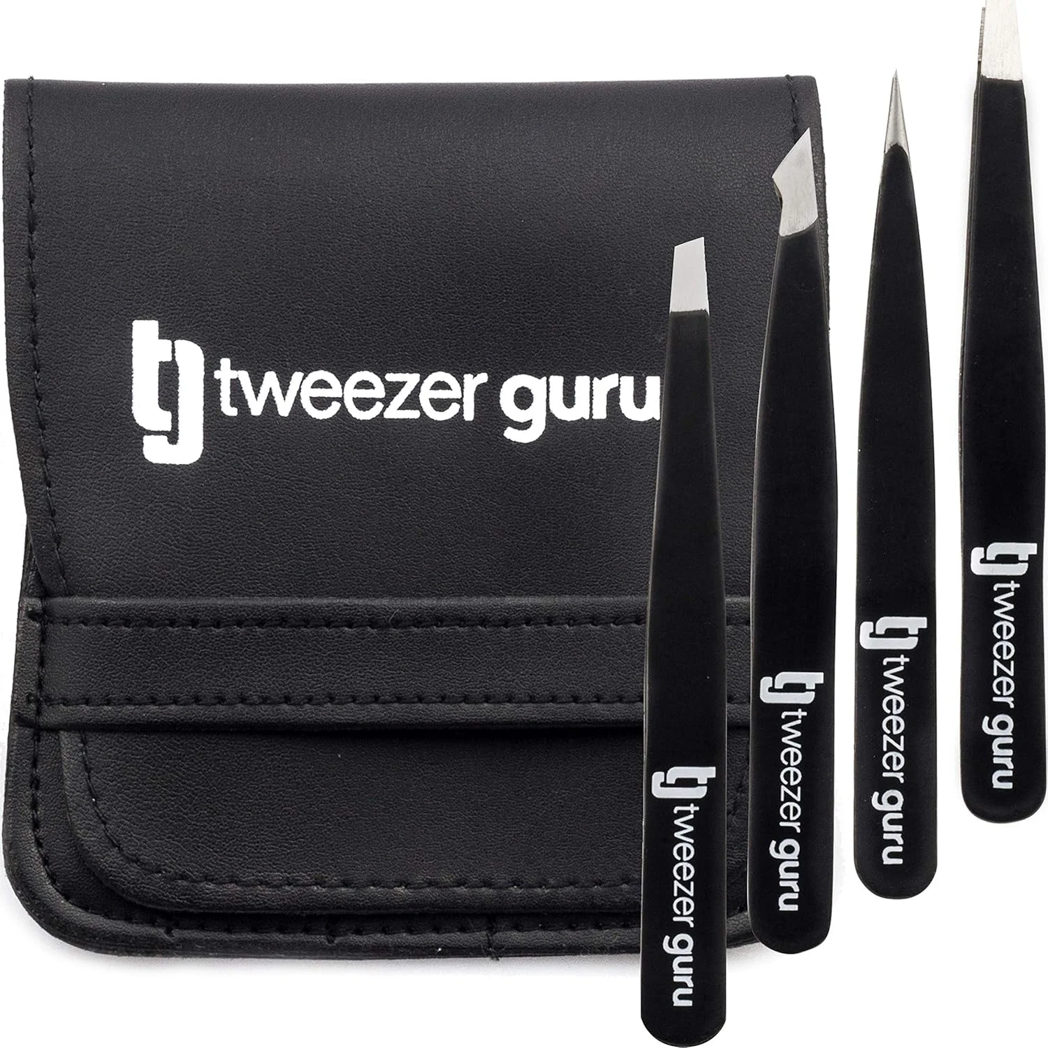 ست موچین 4 تکه Tweezer Guru - موچین ابرو نوک کج و نوک تیز استیل ضد زنگ - دقت عالی برای موهای صورت، موهای زیر پوستی، خرده چوب، جوش سرسیاه و حذف کنه (مشکی) ست موچین 4 تکه Tweezer Guru - موچین ابرو نوک کج و نوک تیز استیل ضد زنگ - دقت عالی برای موهای صورت، موهای زیر پوستی، خرده چوب، جوش سرسیاه و حذف کنه (مشکی)