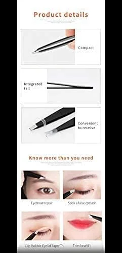 ست موچین حرفه ای 4 عددی استیل ضد زنگ با کیف چرمی برای موچین ابرو و مژه