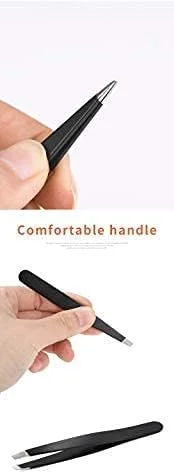 ست موچین حرفه ای 4 عددی استیل ضد زنگ با کیف چرمی برای موچین ابرو و مژه