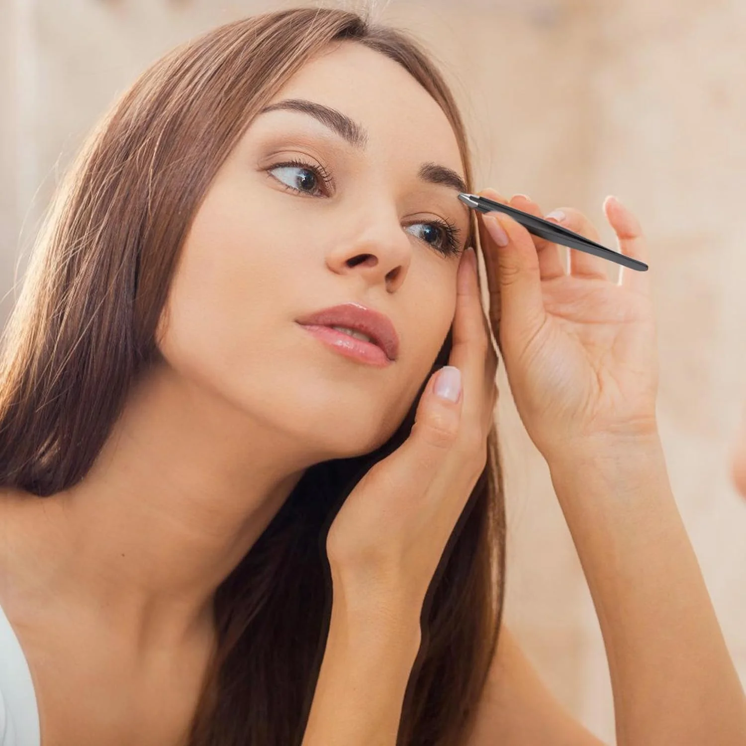 ست موچین 2 عددی برای ابرو، موهای صورت و از بین بردن موهای زیرپوستی، ست موچین نوک کج و نوک تیز برای زنان و مردان، موچین حرفه ای استیل ضد زنگ برای اصلاح دقیق ابرو به همراه کیف - مشکی