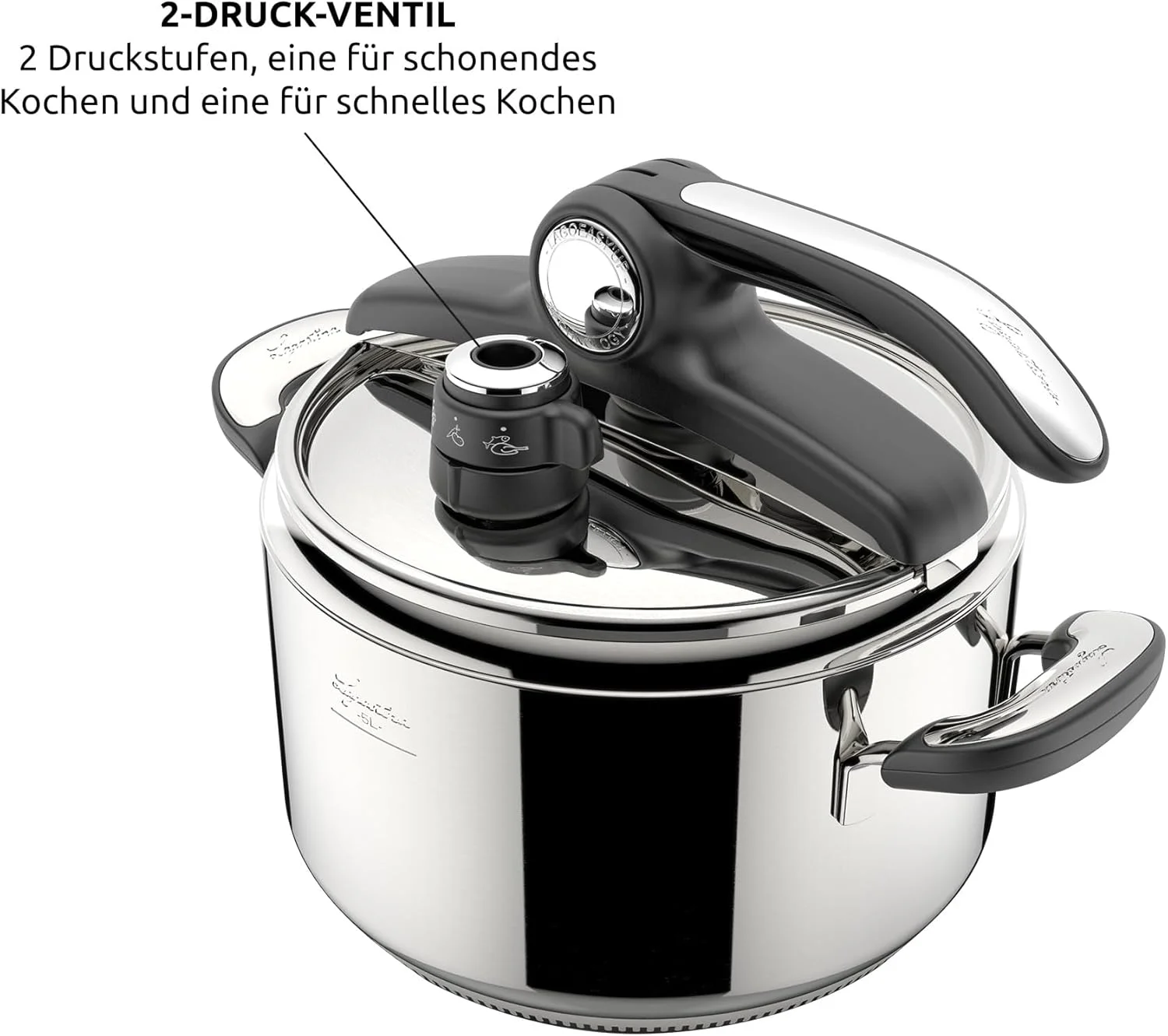 زودپز ۷ لیتری لاگوستینا نوویا ویتامین Lagoeasy'UP ساخته شده از استیل ضد زنگ ۱۸/۱۰، قطر ۲۲ سانتی متر، بخارپز برای اجاق های القایی و گازی، باز شدن آسان درب، دارای سبد بخارپز و ظرف اکو