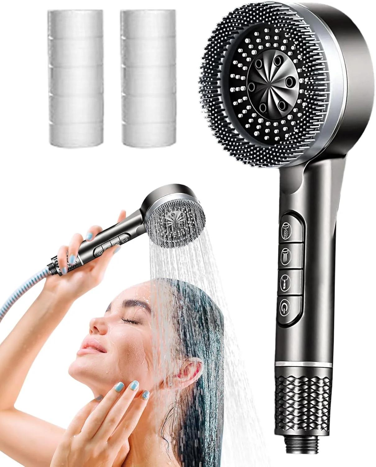 سردوش دستی - اسپری سردوش دستی فشار قوی - سردوش فیلتراسیون نرم کننده آب 4 حالته جایگزین اسپری برای حمام هتل آپارتمان RV