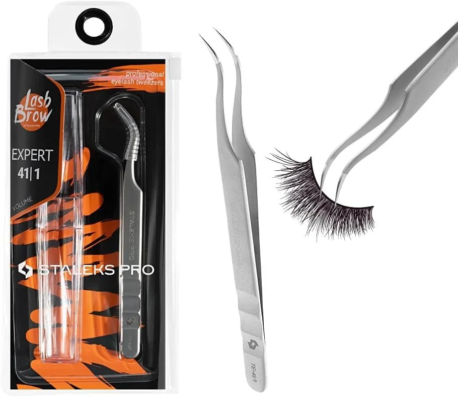 موچین حرفه ای خمیده استالکس پرو برای اکستنشن مژه، مدل سازی حجم، فولاد ضد زنگ Expert 41/1 موچین حرفه ای خمیده استالکس پرو برای اکستنشن مژه، مدل سازی حجم، فولاد ضد زنگ Expert 41/1