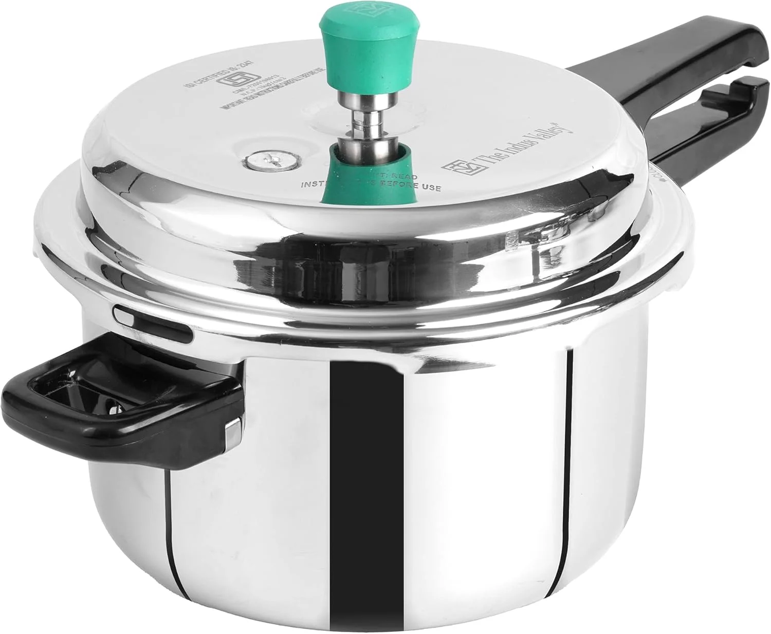 زودپز استیل سه لایه درب بیرونی ایندوس ولی | متوسط، 5 لیتر، 2.4 کیلوگرم | مناسب برای اجاق های القایی | دارای گواهینامه ISI، بدنه نچسب 3 لایه، 100% خالص و بدون مواد سمی