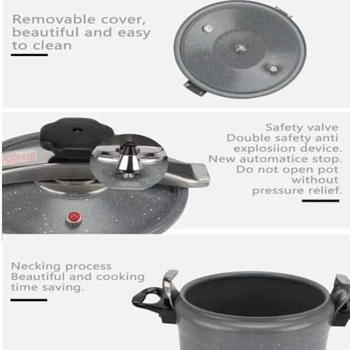 زودپز عربی آلومینیومی چندکاره HTH با پوشش نچسب - ظرفیت بزرگ، کارآمد، بادوام و با قابلیت تمیز کردن آسان برای پخت و پز سنتی و مدرن (خاکستری/مشکی، 3 لیتر)