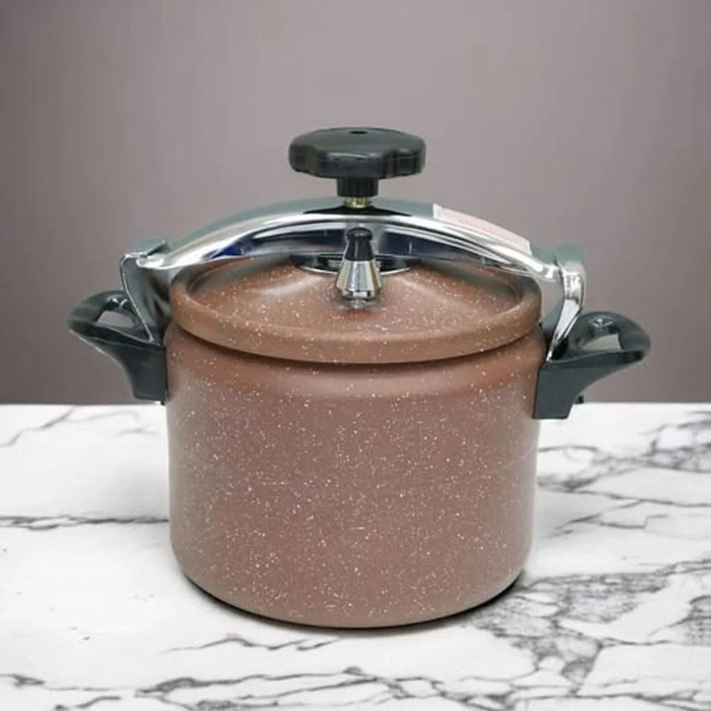 زودپز چندکاره آلومینیومی نچسب عربی HTH - ظرفیت بزرگ، کارآمد، بادوام و با قابلیت تمیز کردن آسان برای پخت و پز سنتی و مدرن (قهوه ای/مشکی، 5 لیتر)