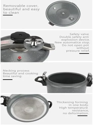 زودپز چندکاره آلومینیومی نچسب عربی HTH - ظرفیت بزرگ، کارآمد، بادوام و با قابلیت تمیز کردن آسان برای پخت و پز سنتی و مدرن (قهوه ای/مشکی، 5 لیتر) زودپز چندکاره آلومینیومی نچسب عربی HTH - ظرفیت بزرگ، کارآمد، بادوام و با قابلیت تمیز کردن آسان برای پخت و پز سنتی و مدرن (قهوه ای/مشکی، 5 لیتر)