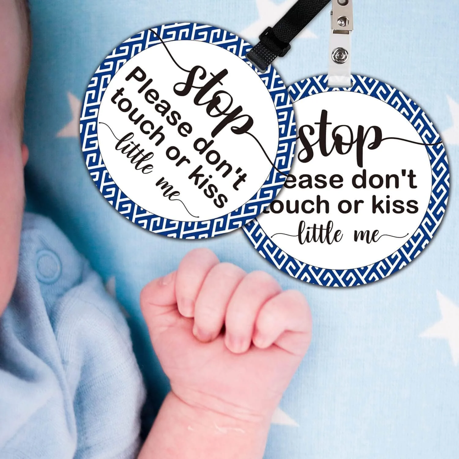 Maxsafe Do Not Touch Baby Signs, 2 Pack Baby Car Safety Signs Tags for Newborn Baby, Stop Touching Baby Car Seat Sign or Stroller Tag - No Touching Tag for Baby Car Accessories.