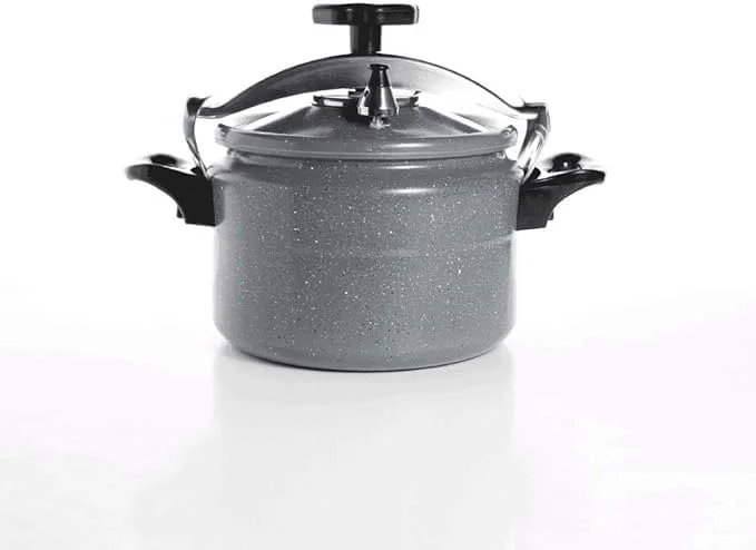 زودپز عربی آلومینیومی چند منظوره HTH با پوشش نچسب - ظرفیت بزرگ، کارآمد، بادوام و با تمیز کردن آسان مناسب برای غذاهای سنتی و مدرن (خاکستری/مشکی، 11 لیتر)