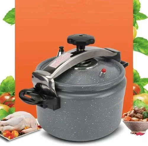 زودپز عربی آلومینیومی چند منظوره HTH با پوشش نچسب - ظرفیت بزرگ، کارآمد، بادوام و با تمیز کردن آسان مناسب برای غذاهای سنتی و مدرن (خاکستری/مشکی، 11 لیتر)