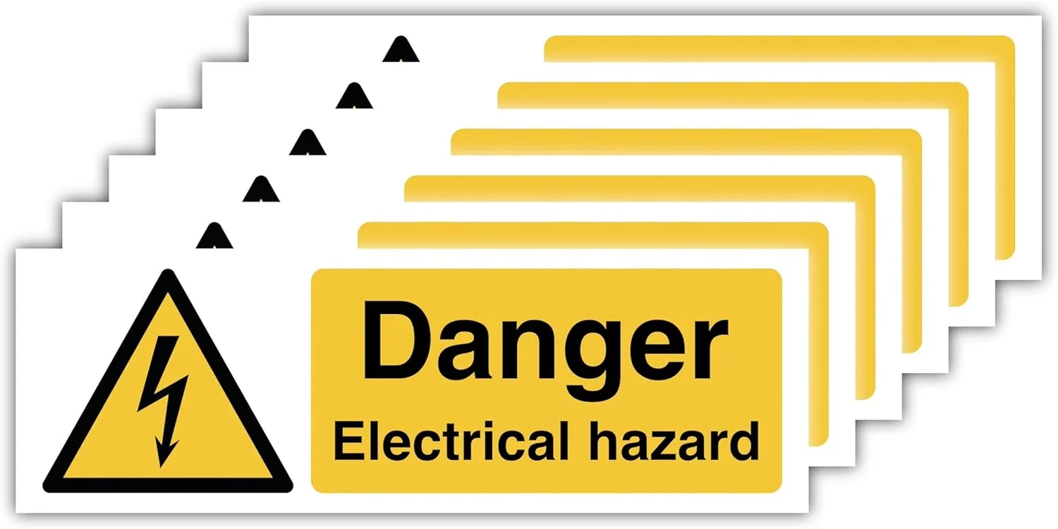 KACHANNIE 30CM X 10 CM Pack of 6 Self Adhesive Danger Electrical Hazard Warning Vinyl Stickers, Electrical Safety Stickers, Electric Sign Label KACHANNIE 30CM X 10 CM Pack of 6 Self Adhesive Danger Electrical Hazard Warning Vinyl Stickers, Electrical Safety Stickers, Electric Sign Label