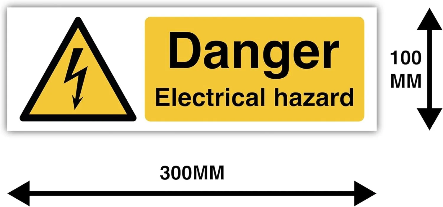 KACHANNIE 30CM X 10 CM Pack of 6 Self Adhesive Danger Electrical Hazard Warning Vinyl Stickers, Electrical Safety Stickers, Electric Sign Label