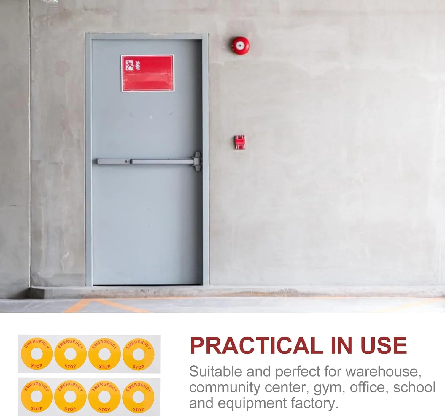 آی پلاس مایل 8 عدد برچسب علامت هشدار توقف اضطراری تجهیزات، برچسب احتیاط توقف اضطراری، برچسب علامت هشدار ایمنی