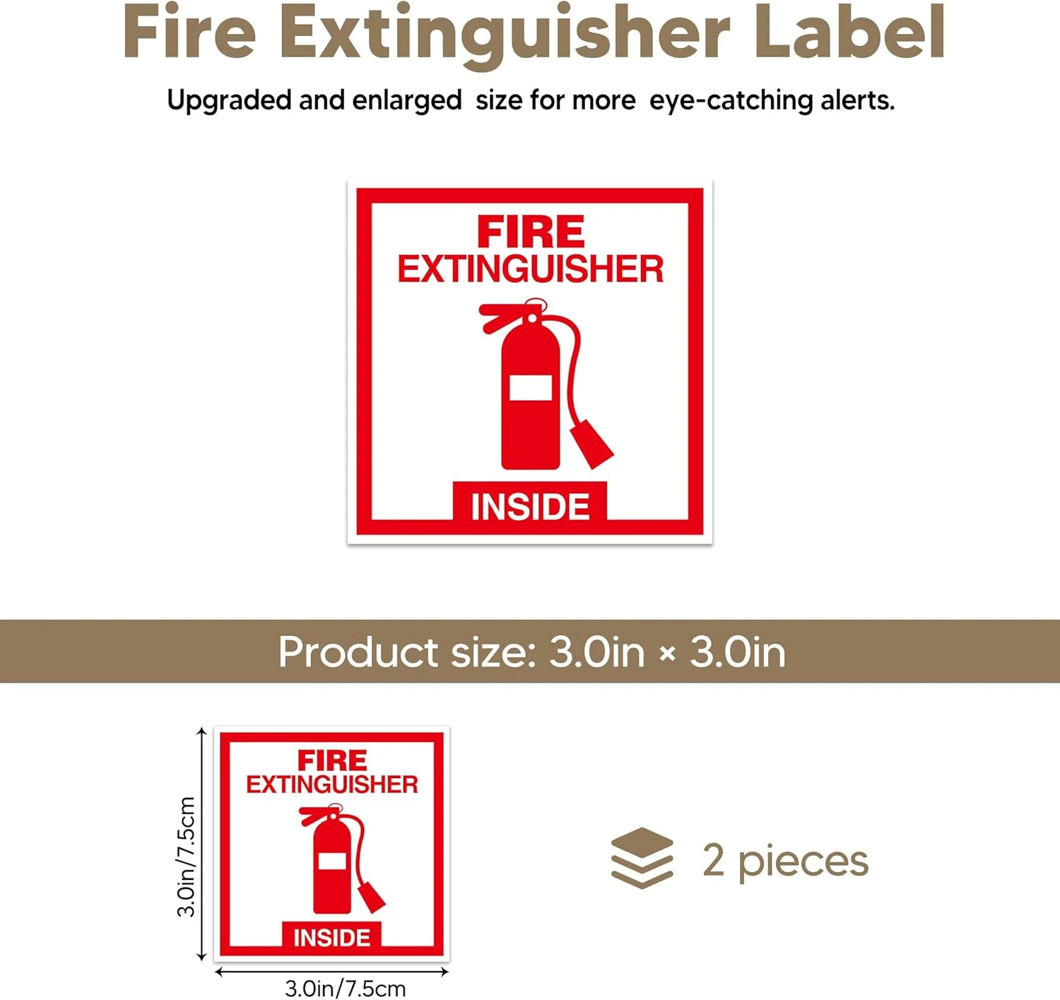 برچسب های علامت کپسول آتش نشانی LUHIMO، بسته 2 عددی، برچسب ایمنی وینیل خود چسب، ضد آب، مقاوم در برابر محو شدن و خراش، مناسب برای داخل و خارج از خانه، قرمز روی سفید