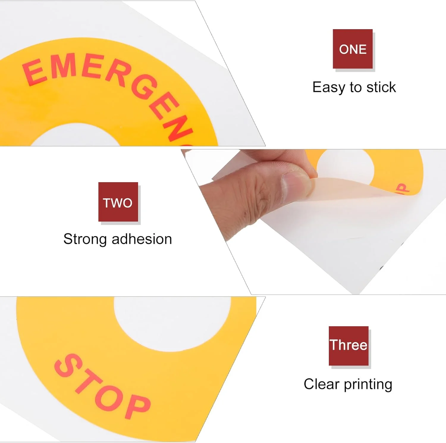 آی پلاس مایل 8 عدد برچسب علامت هشدار توقف اضطراری تجهیزات، برچسب احتیاط توقف اضطراری، برچسب علامت هشدار ایمنی