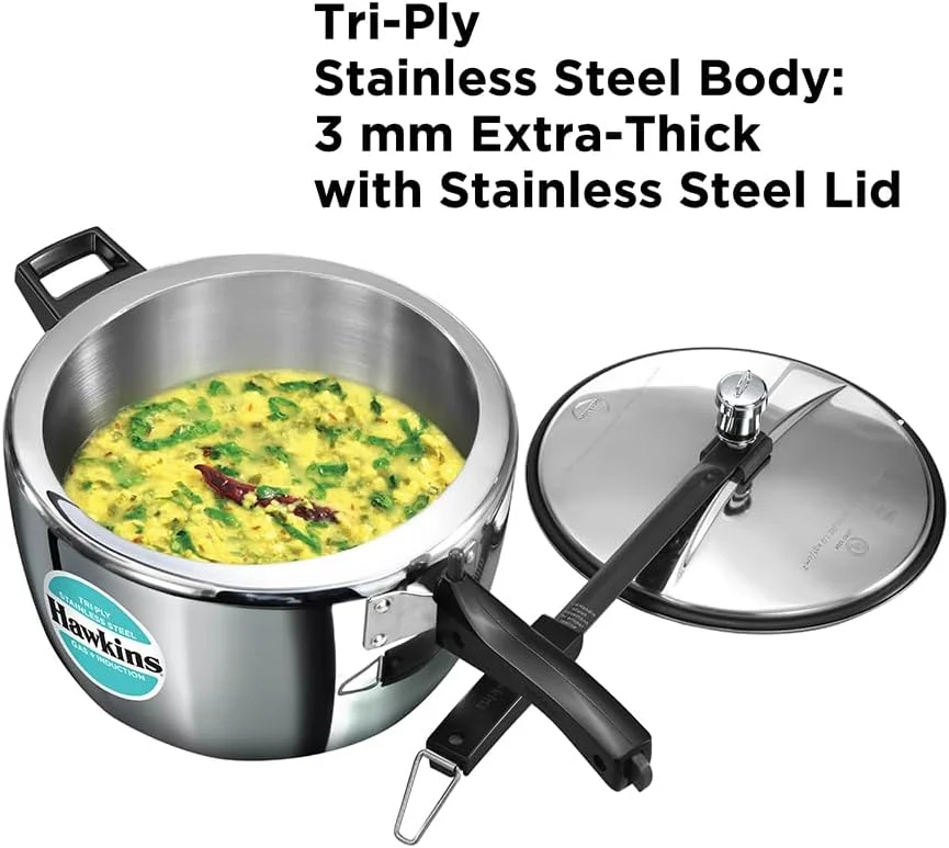 زودپز استیل سه لایه هاوکینز 7 لیتری، زودپز پهن، زودپز درب داخلی، نقره ای (HSST7W)