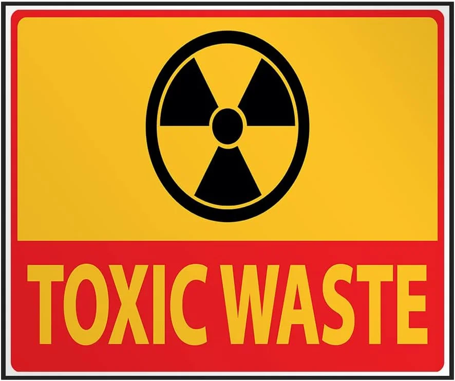 برچسب های صنعتی افقی وینیل علامت پسماند سمی علامت ایمنی نظافت طراحی برچسب ایمنی صنعتی فقط 12x9 اینچ فقط طرح