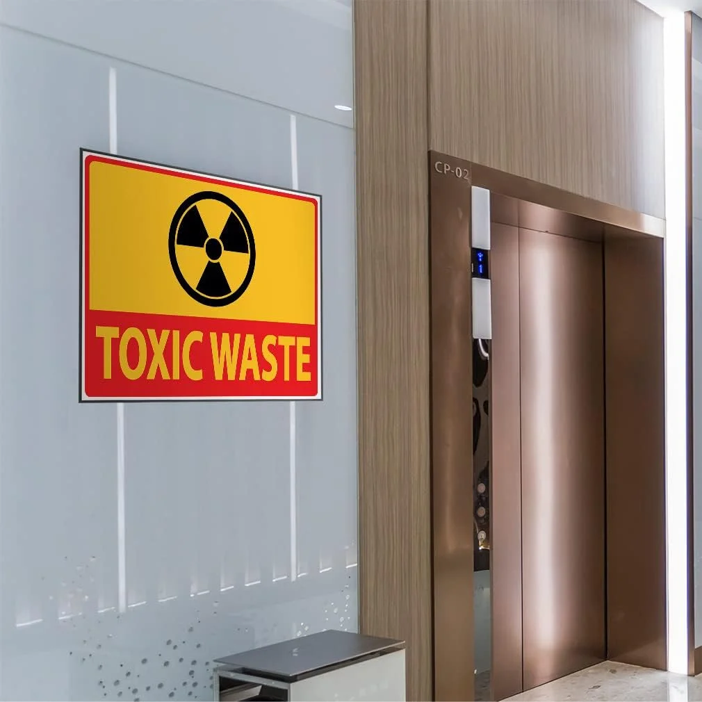 برچسب های صنعتی افقی وینیل علامت پسماند سمی علامت ایمنی نظافت طراحی برچسب ایمنی صنعتی فقط 12x9 اینچ فقط طرح