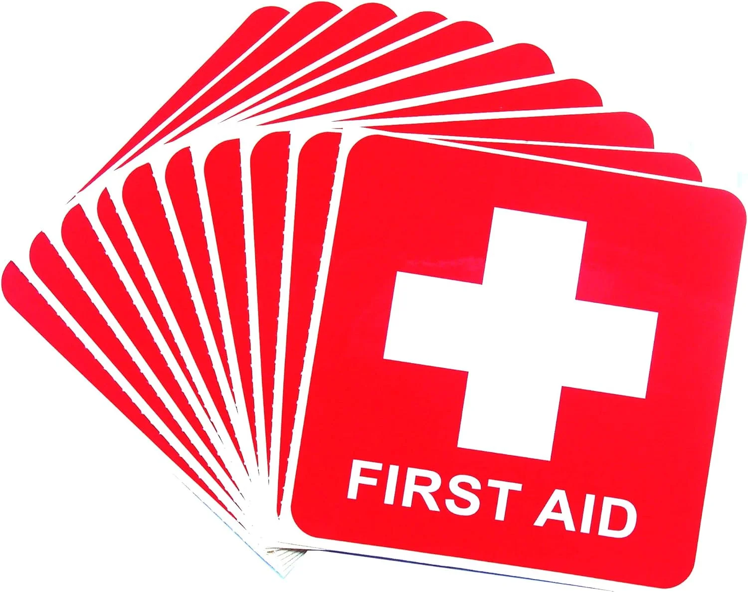 NC HAISDA Waterproof First Aid Kit Stickers Decal Emergency Symbol Logo Labels, Hospital Ambulance Safety Signs, Size: 4" x 4", Vinyl Wall Sticker, Pack of 10