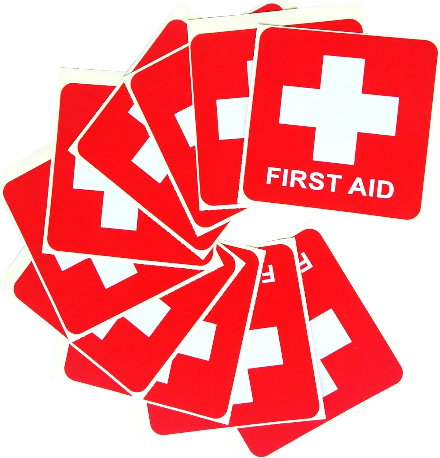 NC HAISDA Waterproof First Aid Kit Stickers Decal Emergency Symbol Logo Labels, Hospital Ambulance Safety Signs, Size: 4" x 4", Vinyl Wall Sticker, Pack of 10
