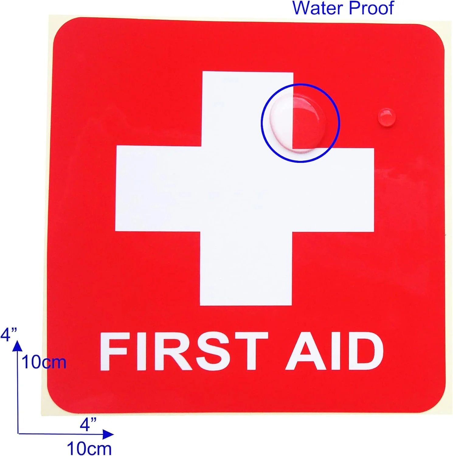 NC HAISDA Waterproof First Aid Kit Stickers Decal Emergency Symbol Logo Labels, Hospital Ambulance Safety Signs, Size: 4" x 4", Vinyl Wall Sticker, Pack of 10