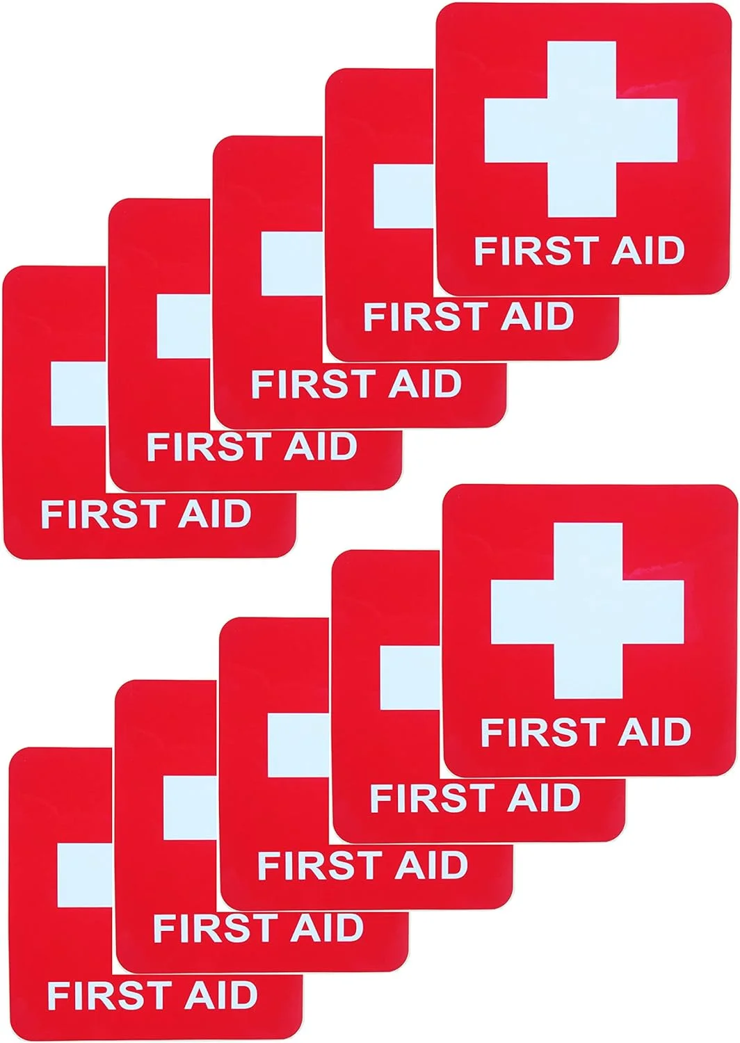 برچسب های ضد آب جعبه کمک های اولیه HAISDA، برچسب نماد اضطراری، علائم ایمنی آمبولانس بیمارستان، اندازه: 2.8" x 2.8"، برچسب دیواری وینیل، بسته 10 عددی
