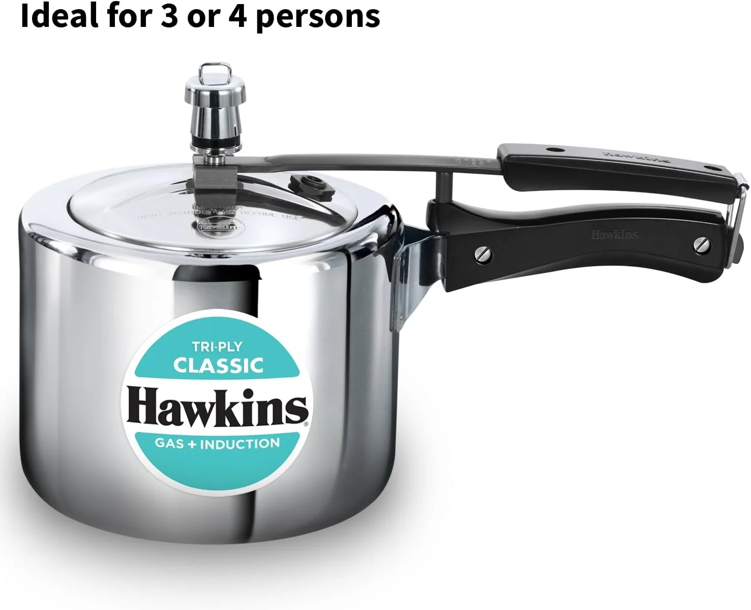زودپز کلاسیک هاوکینز Triply با ظرفیت 3 لیتر، استیل ضد زنگ Triply، درب داخلی و طراحی بلند، نقره ای (SSTCL3T)