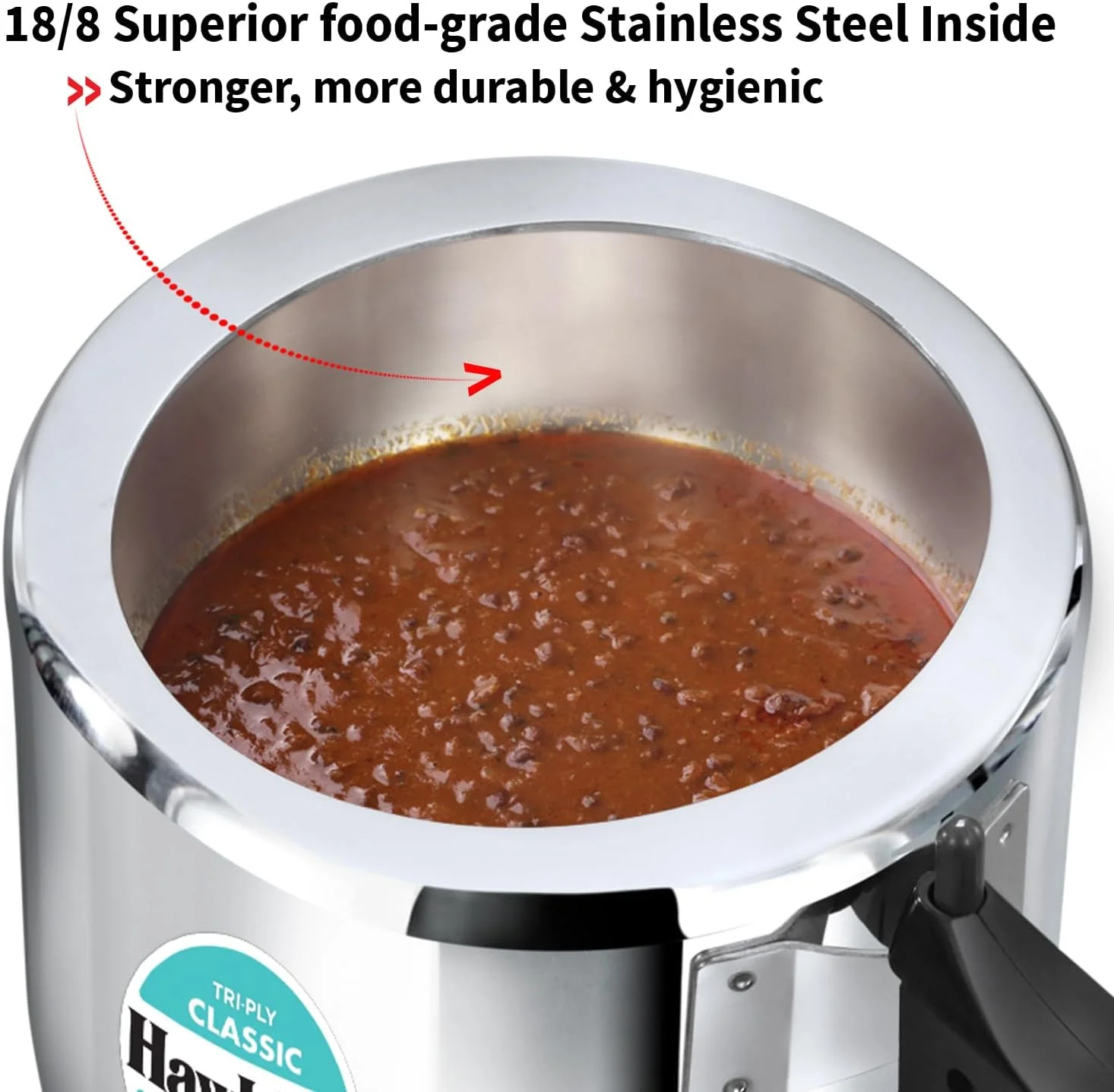 زودپز کلاسیک هاوکینز Triply با ظرفیت 3 لیتر، استیل ضد زنگ Triply، درب داخلی و طراحی بلند، نقره ای (SSTCL3T)