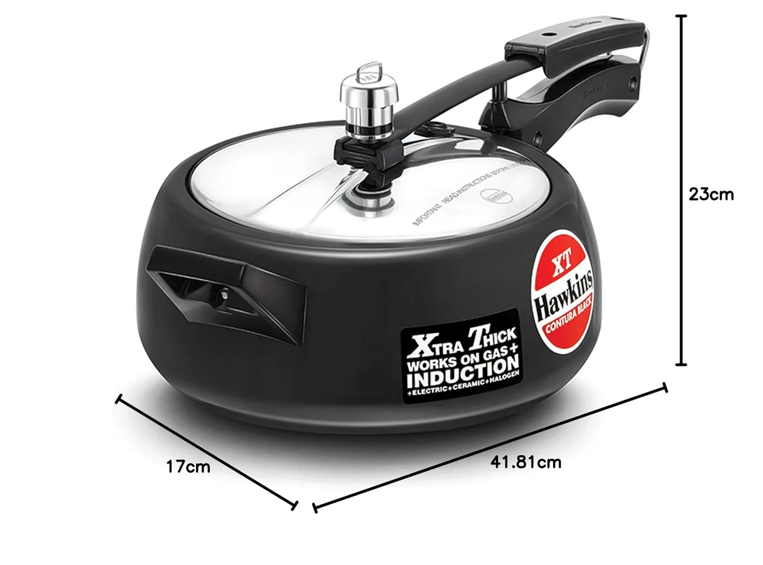 زودپز هاوکینز Contura با پوشش آنودایز سخت و کف ضخیم مناسب برای اجاق القایی، 3.5 لیتر (مشکی)