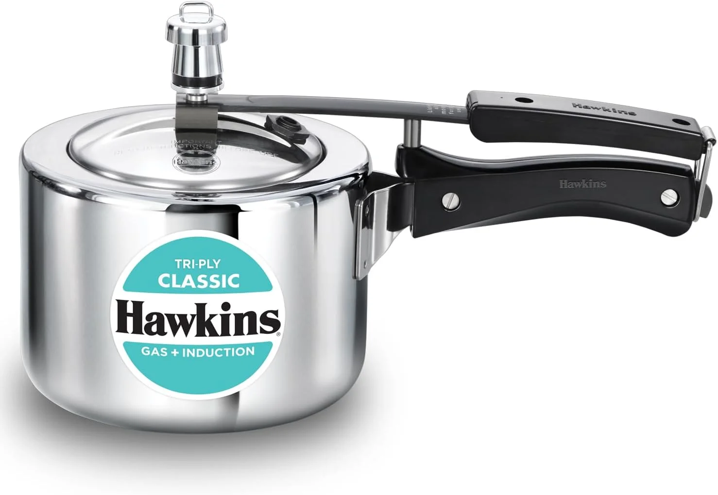 زودپز کلاسیک هاوکینز Triply با ظرفیت 2 لیتر، زودپز درب داخلی استیل ضد زنگ Triply مناسب برای اجاق های القایی، زودپز کوچک، بهترین زودپز، نقره ای (SSTCL20)