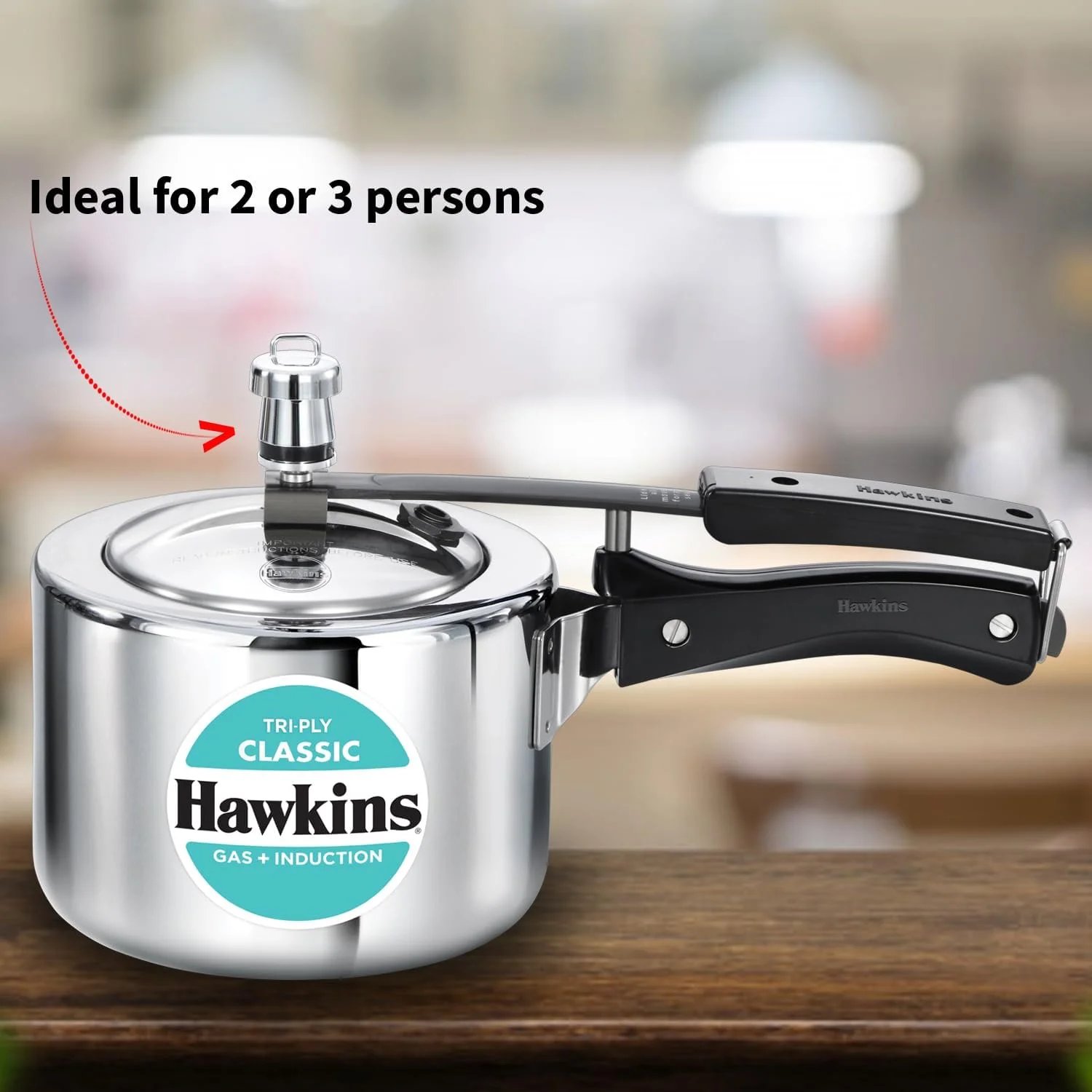 زودپز کلاسیک هاوکینز Triply با ظرفیت 2 لیتر، زودپز درب داخلی استیل ضد زنگ Triply مناسب برای اجاق های القایی، زودپز کوچک، بهترین زودپز، نقره ای (SSTCL20)