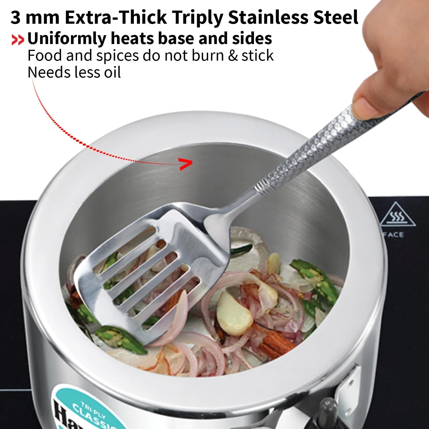 زودپز کلاسیک هاوکینز Triply با ظرفیت 2 لیتر، زودپز درب داخلی استیل ضد زنگ Triply مناسب برای اجاق های القایی، زودپز کوچک، بهترین زودپز، نقره ای (SSTCL20)