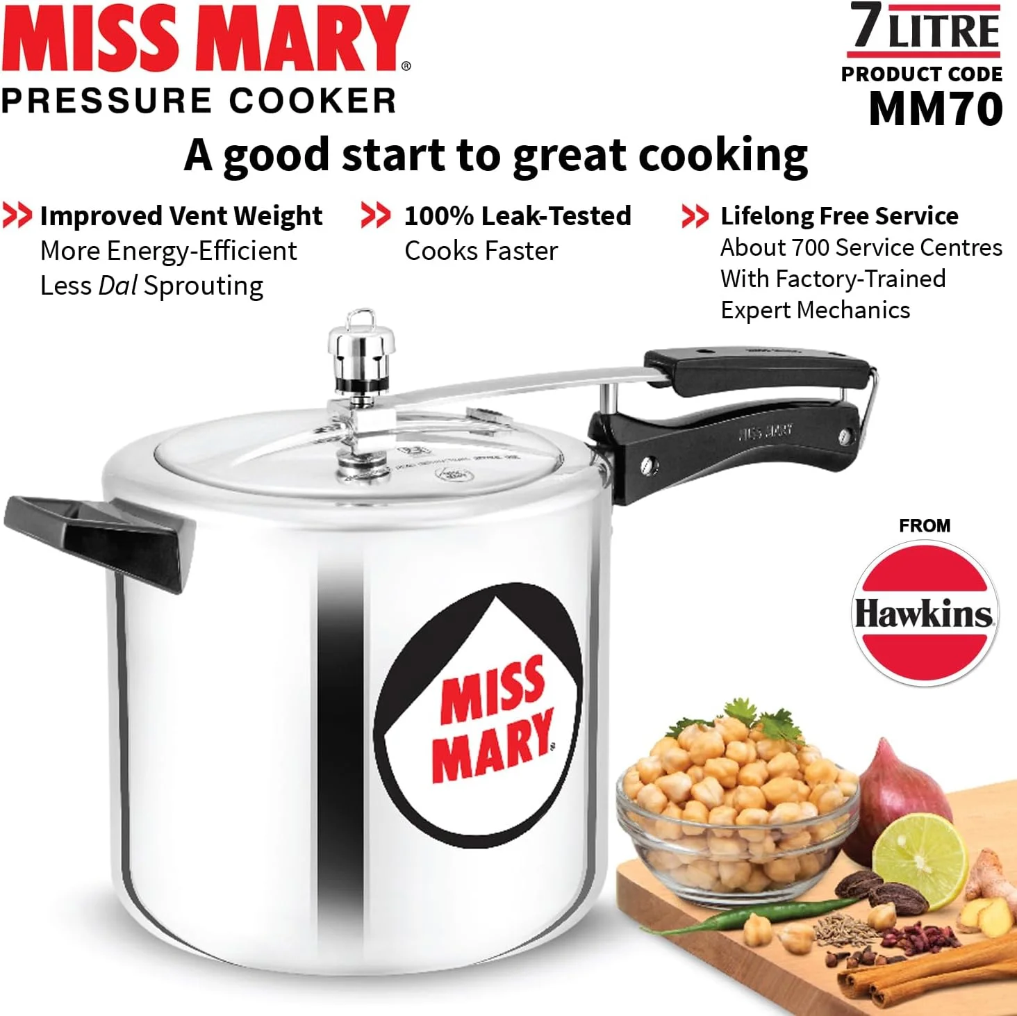 زودپز هاوکینز مدل Miss Mary با ظرفیت 7 لیتر (J74) - نقره ای